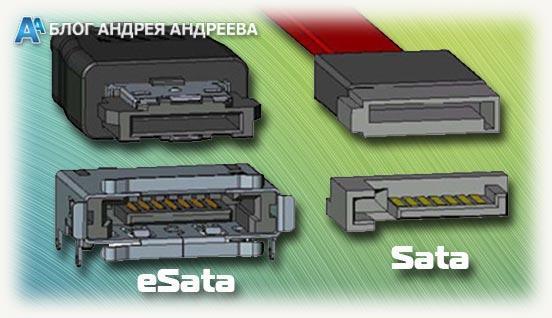 Сравнение разъёмов eSATA и SATA