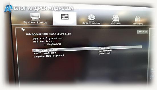 пункт Bios в котором определяется подключенная клавиатура
