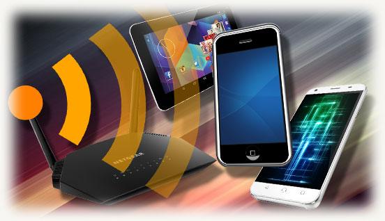 роутер wi-fi c планшетом и смартфонами
