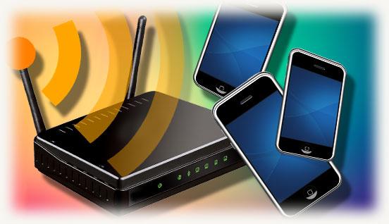 роутер wi fi с тремя смартфонами