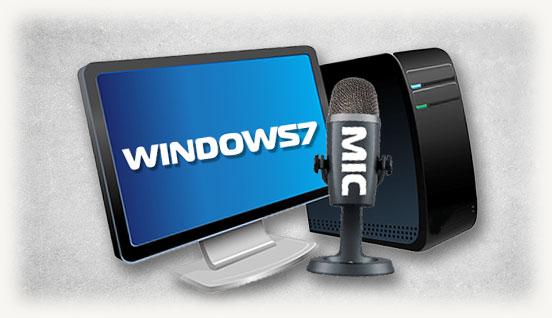 Стационарный ПК микрофон и на экране написано windows 7