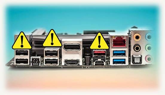 Питание у USB порта со знаками внимания