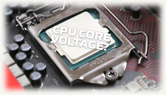 Надпись CPU Core Voltage на фоне материнской платы