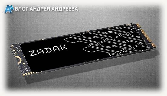 Накопитель ssd ZADAK TWSG3 M.2 изображен отдельно