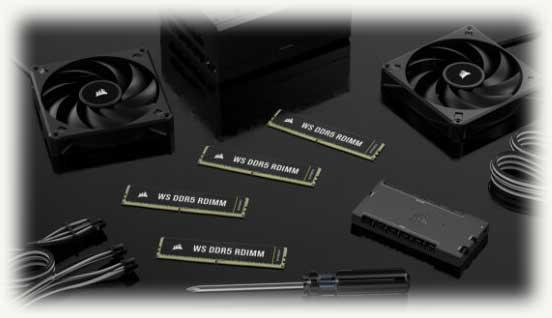 Память Corsair WS DDR5 RDIMM лежит на столе